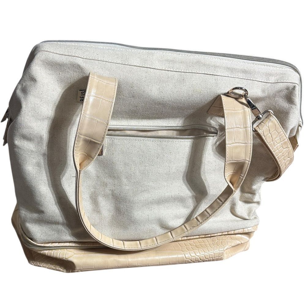 Beis weekender bag‎ beige snakeskin mixed media travel suitcase attach carry on